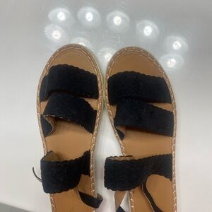 Black Braided Strap Sandals